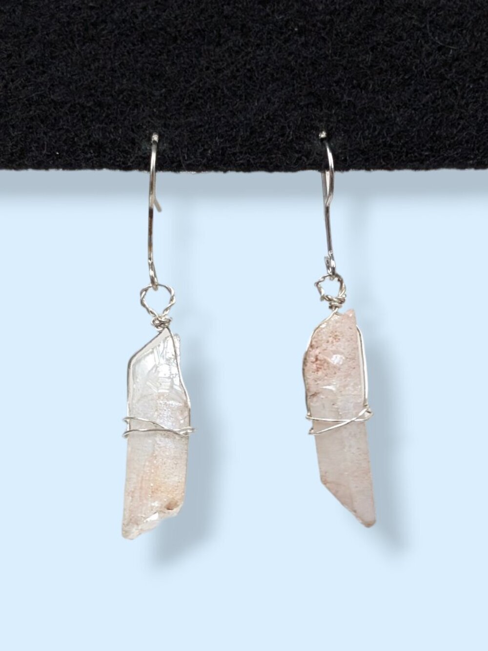 (2/$20) Quartz Wire-Wrapped Crystal Earrings